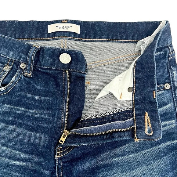 MOUSSY VINTAGE Ankle Boyfriend Distressed Jeans Dark Wash Denim Premium Size 27 - Picture 4 of 9